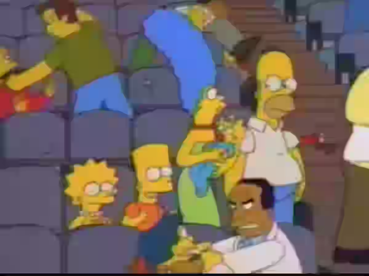 Fans-rioting-at-a-1997-Simpsons-episode-at-a-football-game-between-Portugal-and-Mexico-with-the-Simpsons-family-getting-ready-to-leave-the-Springfield-stadium