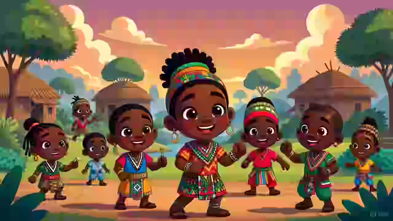 lively-African-animated-scene-featuring-cheerful-expressive-characters—children-and-adults—set-in-a-col.odern-village.-Include-bright-patterned-clothing